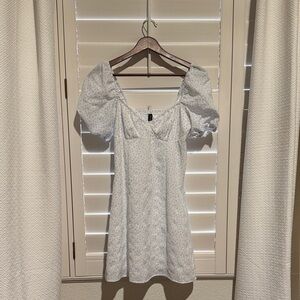 H&M White Puff Sleeve Mini Dress